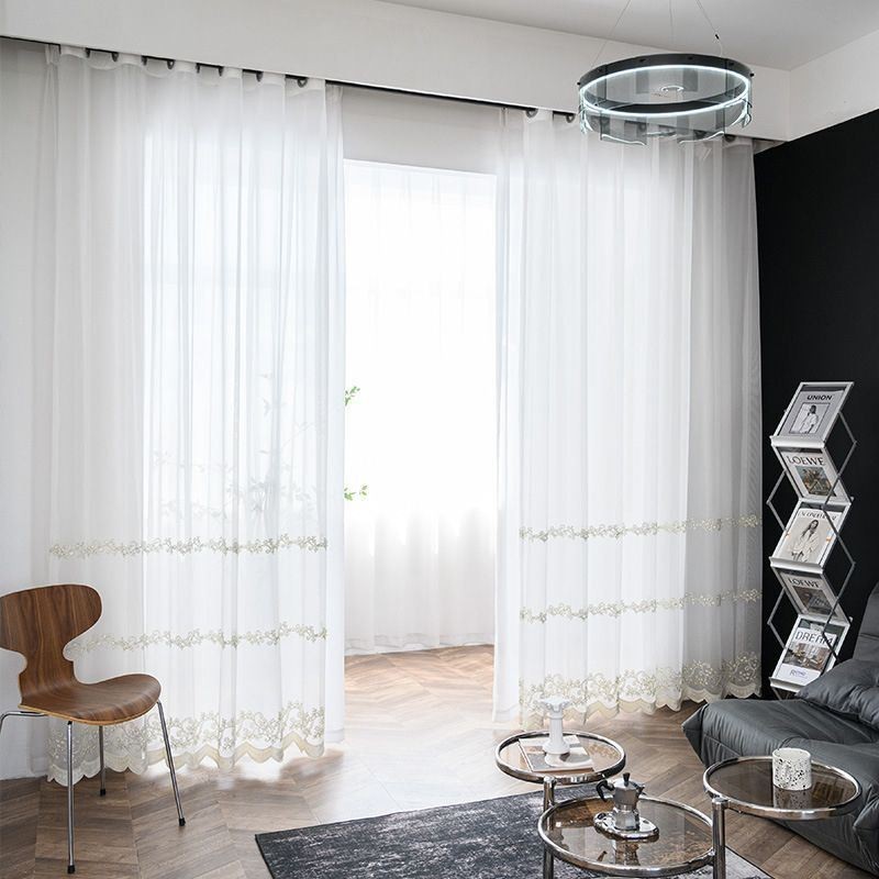 Moderne Minimalistiske Transparente Gardiner, Specialfremstillede Gardin, Plantebroderet Tylgardiner Til Stue, Soveværelse