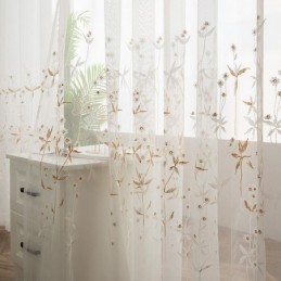 Moderne Dekorative Transparente Gardiner, Specialfremstillede Gardin, Plantebroderet Tylgardiner Til Soveværelse