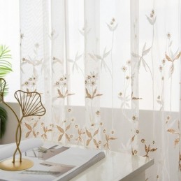 Moderne Dekorative Transparente Gardiner, Specialfremstillede Gardin, Plantebroderet Tylgardiner Til Soveværelse