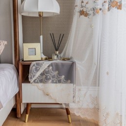 Blomstergardiner I Tyl, Hvide, Transparente Voile Til Stuen