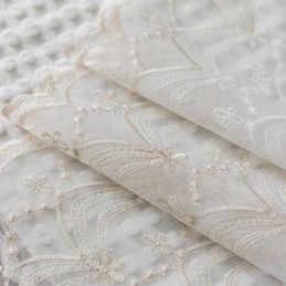 Blomstergardiner I Tyl, Hvide, Transparente Voile Til Stuen