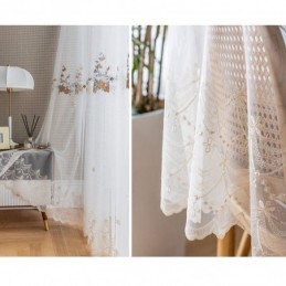 Blomstergardiner I Tyl, Hvide, Transparente Voile Til Stuen
