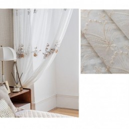 Blomstergardiner I Tyl, Hvide, Transparente Voile Til Stuen