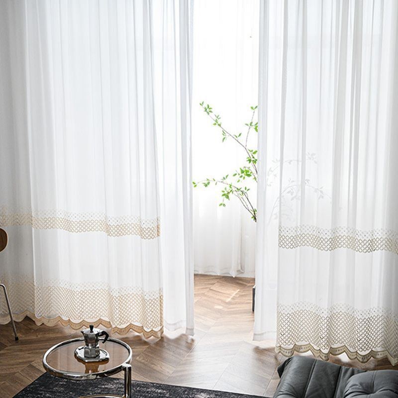 Broderede Voile Gardiner Nordisk Transparente Til Stue Soveværelse