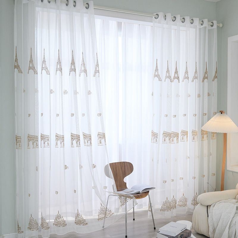 Broderede, Transparente Tylgardiner, Tårngardin, Voilegardin, Specialfremstillet Gardin Til Stuen