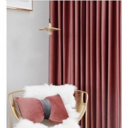 Minimalistisk Rød Flannel Mørklægningsgardin Skræddersyet Stof Gardin Ensfarvet Stof Stue Soveværelse