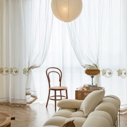 Broderede, Transparente Tylgardiner, Sommerfuglegardin I Voile, Specialfremstillet Gardin Til Stuen