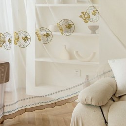 Broderede, Transparente Tylgardiner, Sommerfuglegardin I Voile, Specialfremstillet Gardin Til Stuen