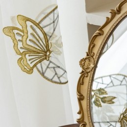 Broderede, Transparente Tylgardiner, Sommerfuglegardin I Voile, Specialfremstillet Gardin Til Stuen