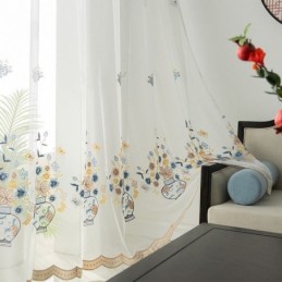 Broderede, Transparente Tylgardiner Blomstergardin I Voile Gardin Efter Mål Gardin Til Stuen
