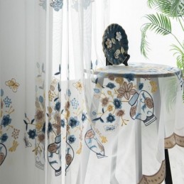 Broderede, Transparente Tylgardiner Blomstergardin I Voile Gardin Efter Mål Gardin Til Stuen