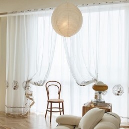 Luksuriøst Hvidt, Transparent Gardin, Skræddersyet Gardin, Broderet, Højkvalitetstyl