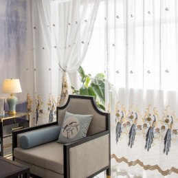 Påfuglebroderet Tylgardin, Skræddersyet Gardin, Europæisk Luksus, Transparent Voile, Stue