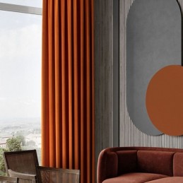 Orange Farvet Flannel Mørklægningsgardin Skræddersyet Minimalistisk Ensfarvet Stof Stue Soveværelse
