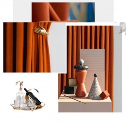 Orange Farvet Flannel Mørklægningsgardin Skræddersyet Minimalistisk Ensfarvet Stof Stue Soveværelse