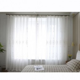Åndbart, Transparent Gardin, Skræddersyet Gardin, Hvid, Alle Matchende, Broderet, Stue
