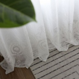 Åndbart, Transparent Gardin, Skræddersyet Gardin, Hvid, Alle Matchende, Broderet, Stue