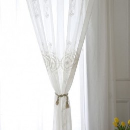 Åndbart, Transparent Gardin, Skræddersyet Gardin, Hvid, Alle Matchende, Broderet, Stue