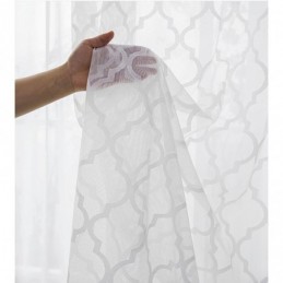 Hvide Geometriske Blonde Transparente Gardiner Panel Stue Soveværelse