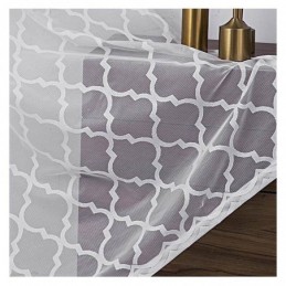 Hvide Geometriske Blonde Transparente Gardiner Panel Stue Soveværelse