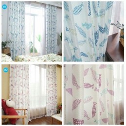 Halvmørklæggende Gardin, Specialfremstillet Gardin, Fiskeprint, Stue, Børneværelse