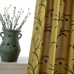 Mørklæggende Gardin I Bomuld Og Hør, Specialfremstillet, Gul, Mørklægningsgardin, Stue, Soveværelse