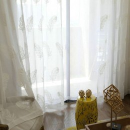 Fjerbroderi Transparent Gardin Skræddersyet Gardin Minimalistisk Voile Stue Soveværelse