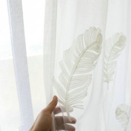 Fjerbroderi Transparent Gardin Skræddersyet Gardin Minimalistisk Voile Stue Soveværelse