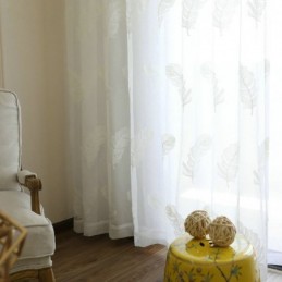 Fjerbroderi Transparent Gardin Skræddersyet Gardin Minimalistisk Voile Stue Soveværelse