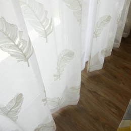 Fjerbroderi Transparent Gardin Skræddersyet Gardin Minimalistisk Voile Stue Soveværelse
