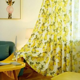 Frisk Semi-Mørklæggende Gardin Skræddersyet Gardin Med Frugt Og Citronprint Til Stuen