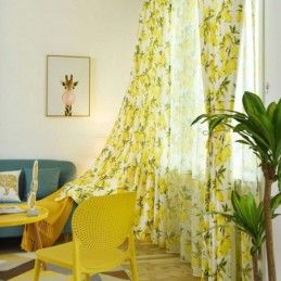 Frisk Semi-Mørklæggende Gardin Skræddersyet Gardin Med Frugt Og Citronprint Til Stuen
