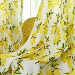 Frisk Semi-Mørklæggende Gardin Skræddersyet Gardin Med Frugt Og Citronprint Til Stuen