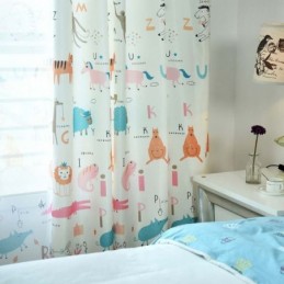 Moderne Semi-Mørklæggende Gardin Til Mål Til Børneværelset Dyreprint