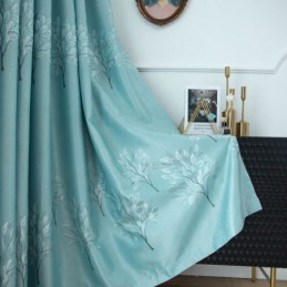 Nordisk Stil Træmønster Gardiner Satin Jacquard Stue Soveværelse