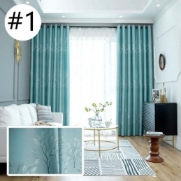Nordisk Stil Træmønster Gardiner Satin Jacquard Stue Soveværelse