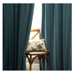 Minimalistisk Blå Flannel Mørklægningsgardin Skræddersyet Stof Gardin Ensfarvet Stof Stue Soveværelse