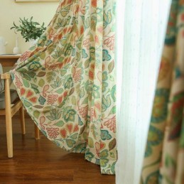 Amerikansk Retro Gardin Efter Mål Abstrakt Blomsterprint Soveværelse Stue Delvist Mørklæggende Stof