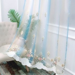Blomsterbroderi Transparent Gardin Skræddersyet Gardin Yndefuldt Tylgardin Til Stuen