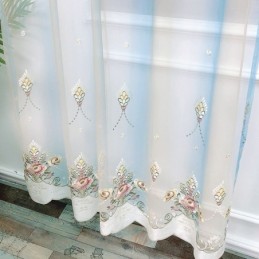 Blomsterbroderi Transparent Gardin Skræddersyet Gardin Yndefuldt Tylgardin Til Stuen
