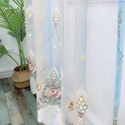 Blomsterbroderi Transparent Gardin Skræddersyet Gardin Yndefuldt Tylgardin Til Stuen