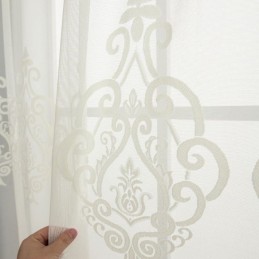 Europæiske Broderede Transparente Gardiner Med Voile Til Vinduesbehandling I Stue
